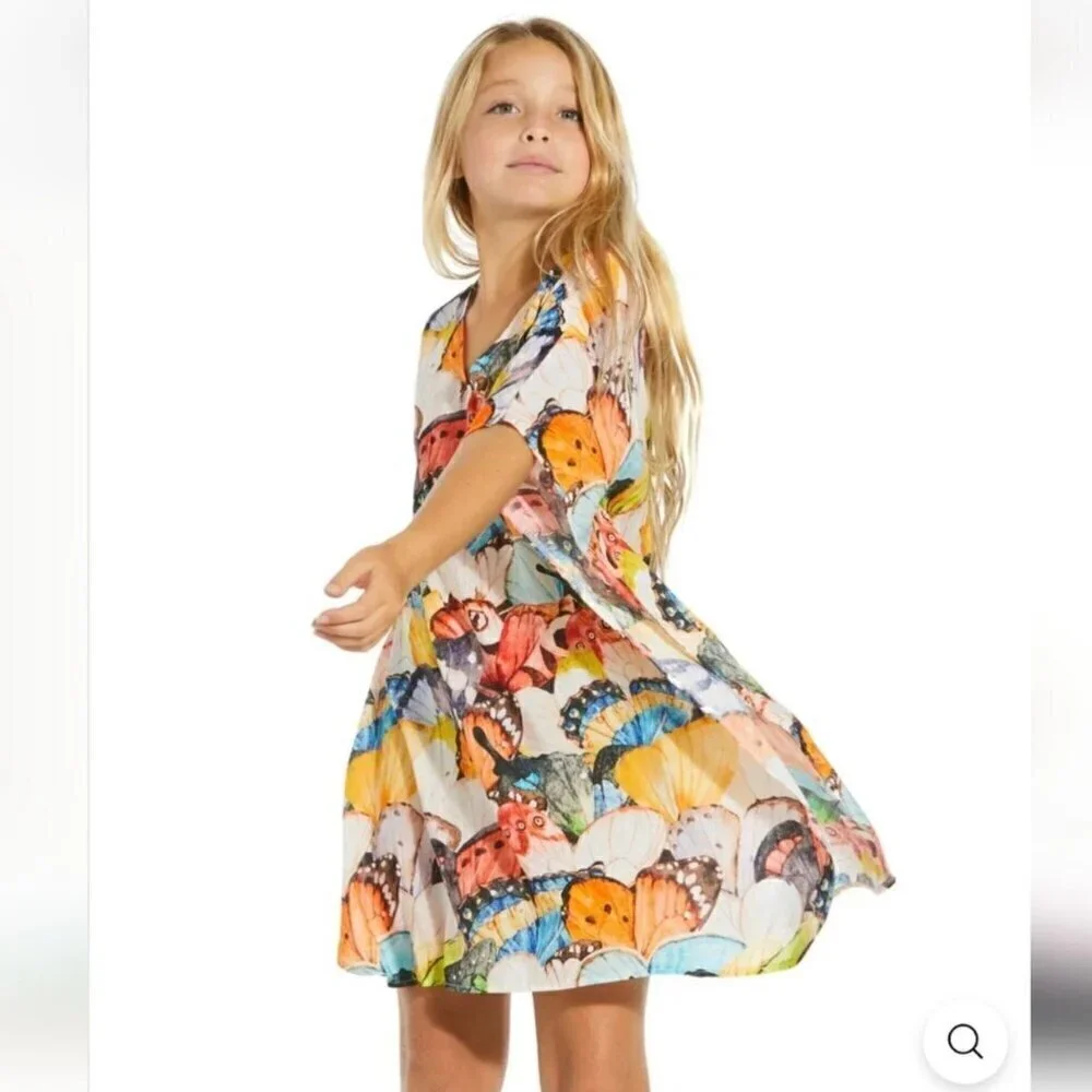 Stella Cove orange Butterfly printed kaftan coverup dress 10yrs